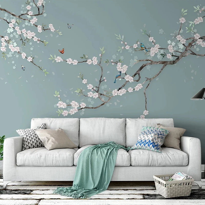 Chinese Style Hand Painted Flower And Bird Sofa TV Background 3D Photo Wallpaper Modern Bedroom Living Room Mural Wall Covering - Daisan Mart