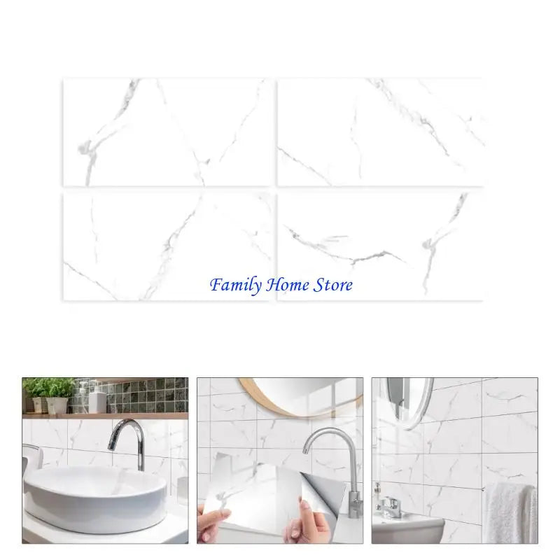 Nhãn dán tường giả đá cẩm thạch chống nước PVC 4/8/16/32 miếng - Daisan Mart