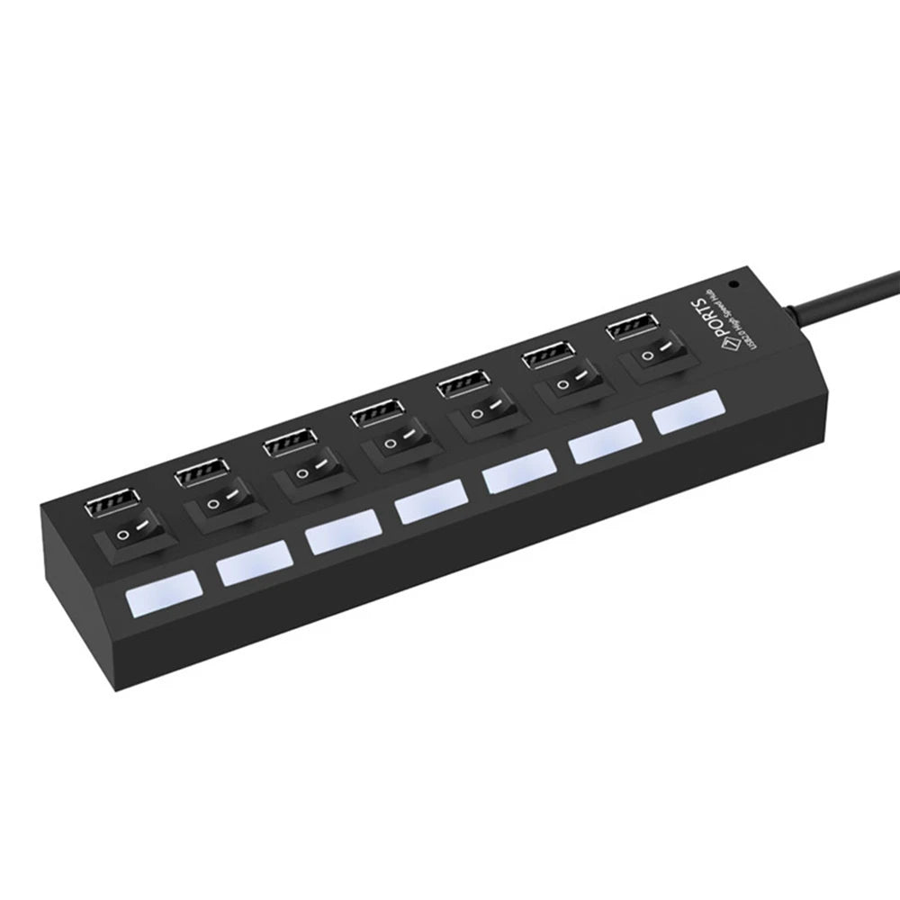 Trạm Kết Nối USB 7 Cổng 2.0 Kèm Nguồn & Công Tắc - Daisan Mart