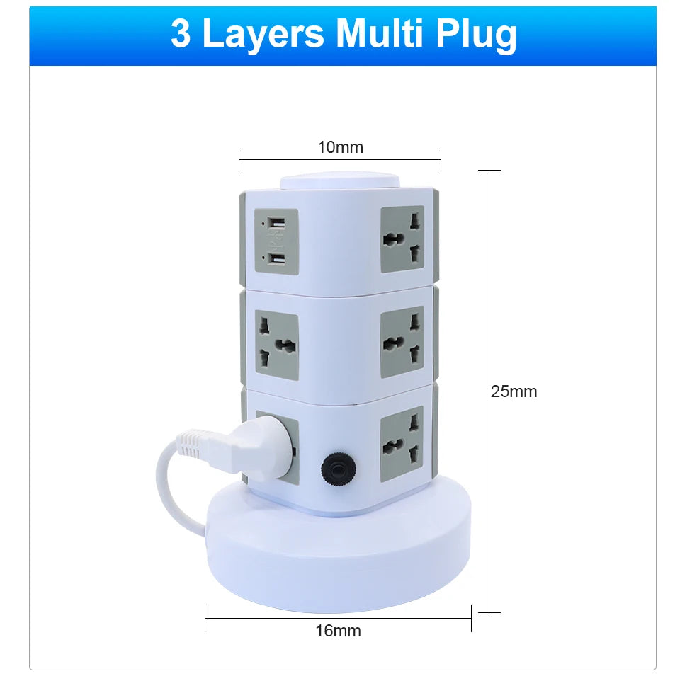 Ổ cắm tháp đa năng OMCH 4 USB, công tắc an toàn - Daisan Mart