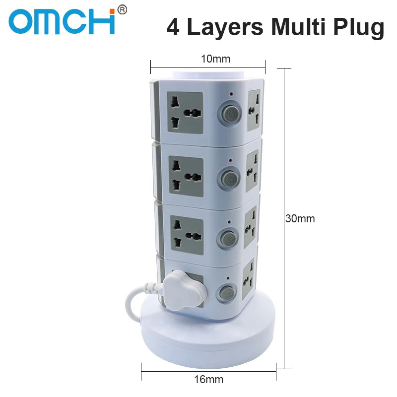Ổ cắm tháp đa năng OMCH 4 USB, công tắc an toàn - Daisan Mart