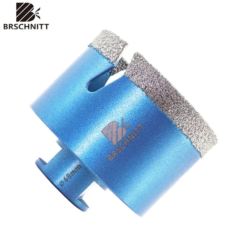 Mũi khoan màu xanh, viền cắt bạc, đường kính 68mm, logo BRSCHNITT.