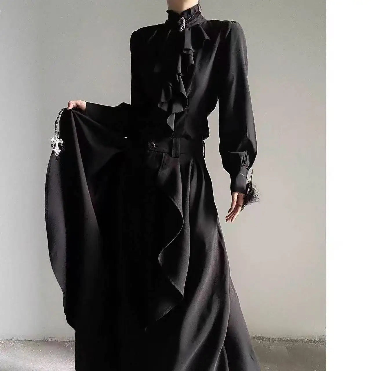 Office Lady French Elegant Shirt Solid Caual Long Sleeve Tops Woman New Black Vintage Fashion Blouses Korean Style - Daisan Mart