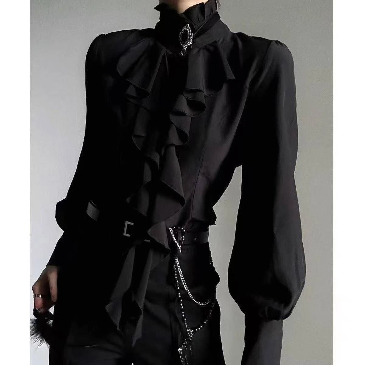 Office Lady French Elegant Shirt Solid Caual Long Sleeve Tops Woman New Black Vintage Fashion Blouses Korean Style - Daisan Mart