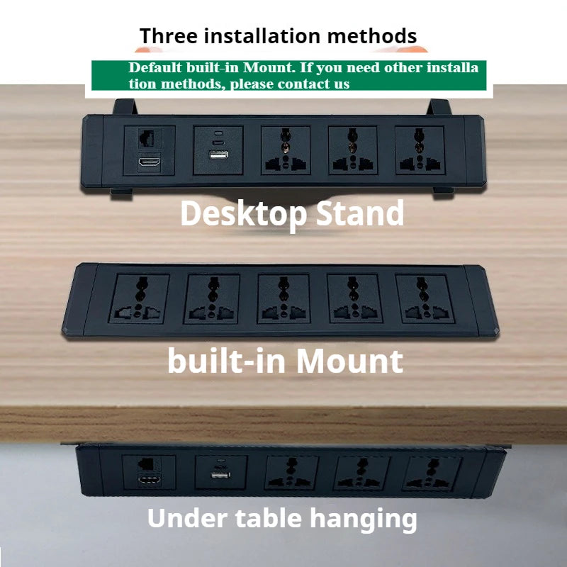 Built-in Desktop Recessed Electrical Socket Universal Outlet UK EU AU US Multi-plug with USB Type-c Hidden Sockets for Furniture - Daisan Mart