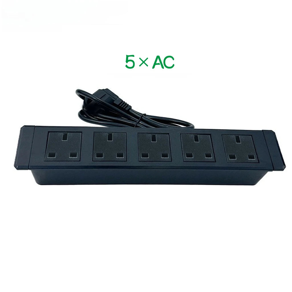 Built-in Desktop Recessed Electrical Socket Universal Outlet UK EU AU US Multi-plug with USB Type-c Hidden Sockets for Furniture - Daisan Mart