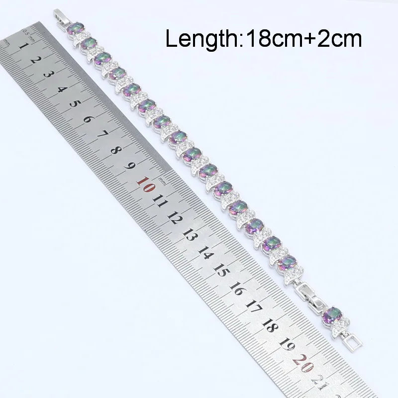 Rainbow Topaz Silver Jewelry Set for Women