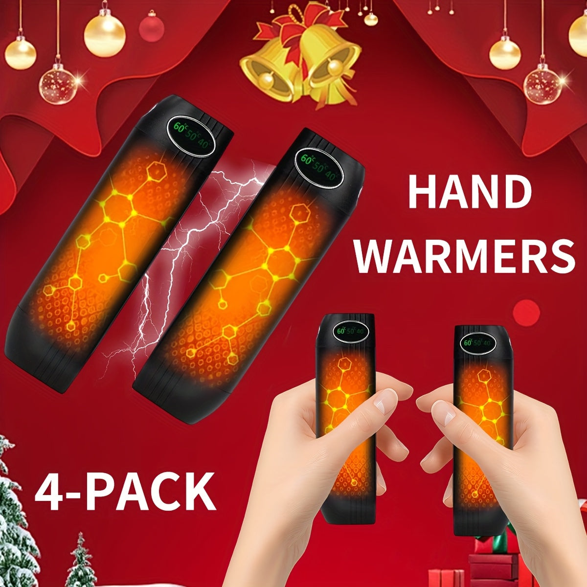 Nhiệt ấm tay chân sạc 4-Pack 5000mAh, 40H, 3 mức nhiệt