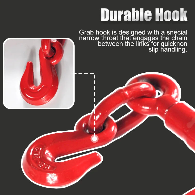 5400LB  Ratchet Tie Down Straps with 5/16"-3/8" Hooks &8mm Chains Heavy-Duty Cargo Straps for Trucks, Trailers, and Transport - Daisan Mart