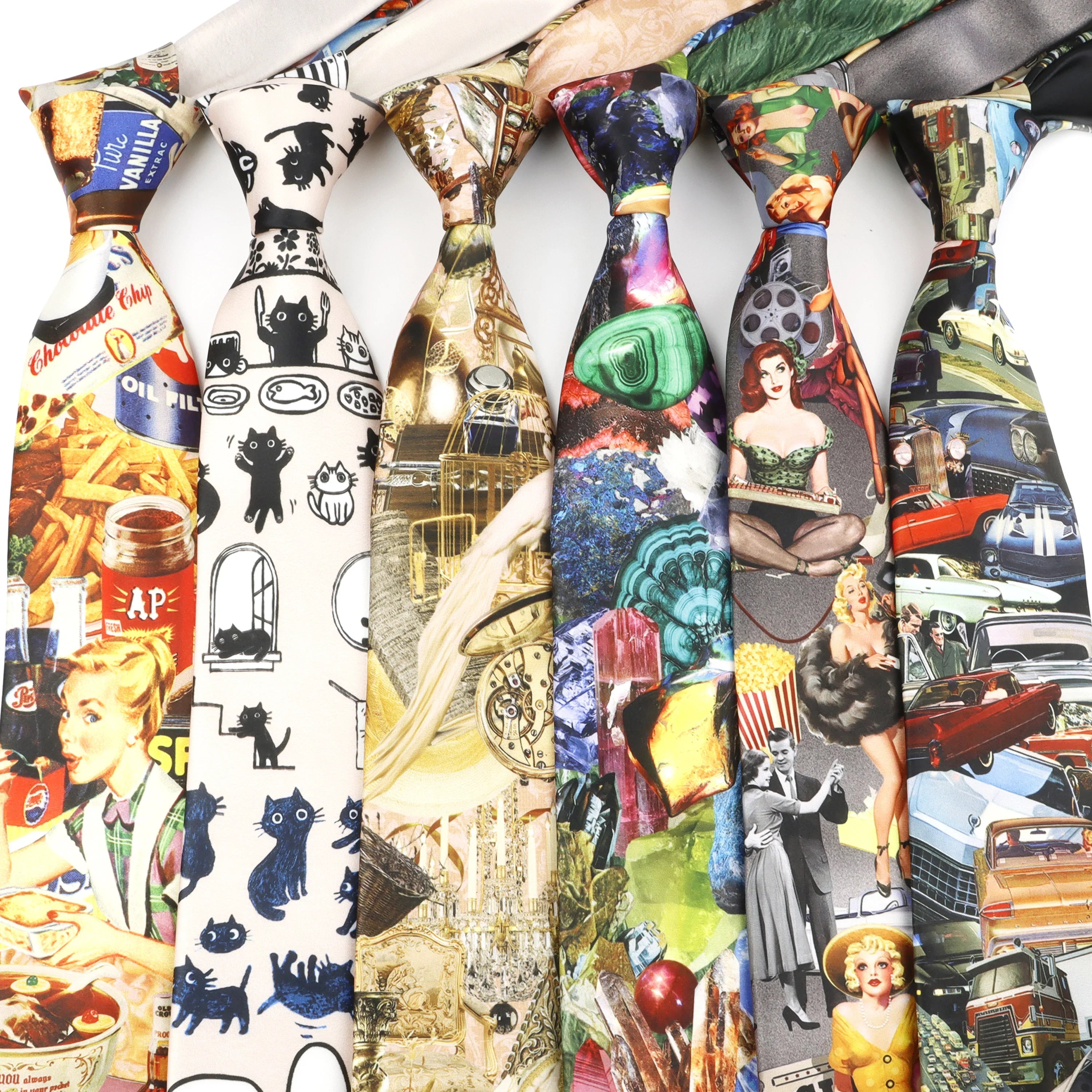 經典藝術圖案真絲領帶，8.5厘米