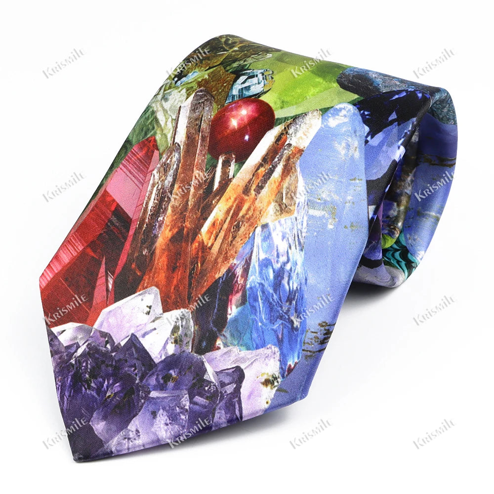 經典藝術圖案真絲領帶，8.5厘米