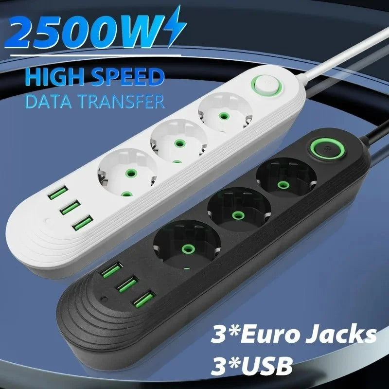 Ổ Cắm Điện Đa Năng 3/4/5 Cổng USB 2500W EU Plug - Daisan Mart
