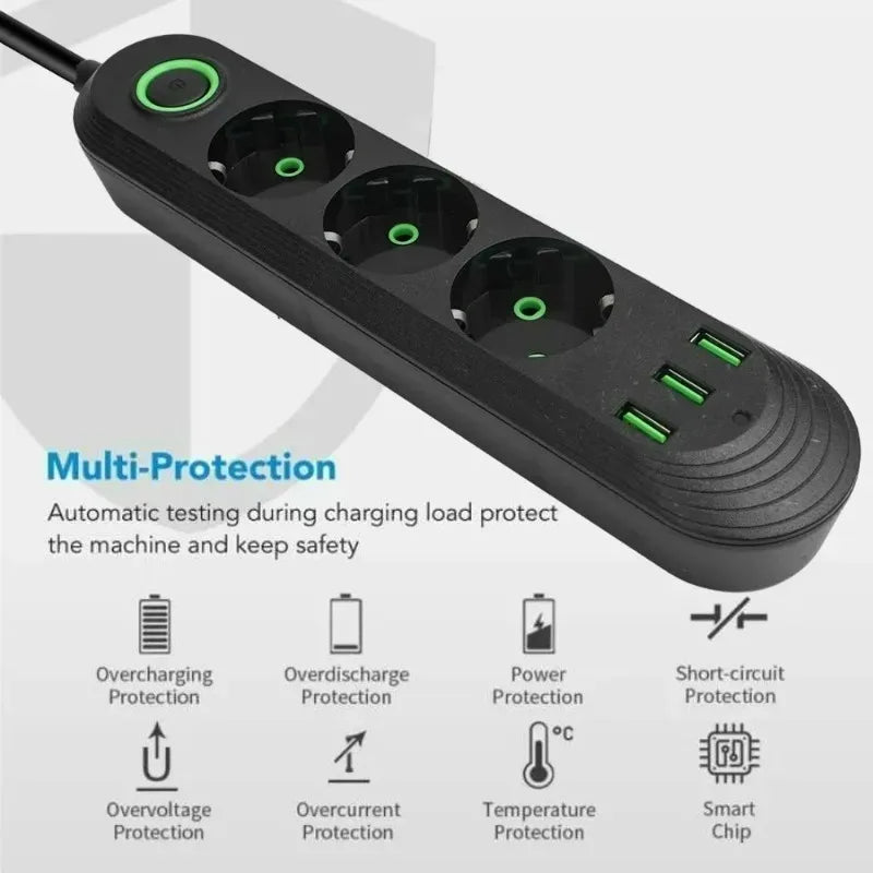 Ổ Cắm Điện Đa Năng 3/4/5 Cổng USB 2500W EU Plug - Daisan Mart