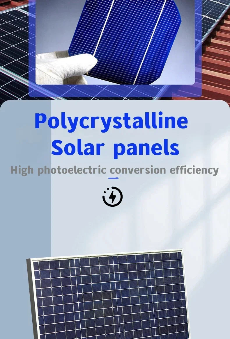 500W 1000W Solar Panel Kit Complete 12V Polycrystalline Power Portable Outdoor Rechargeable Solar Cell Solar Generator for Home - Daisan Mart