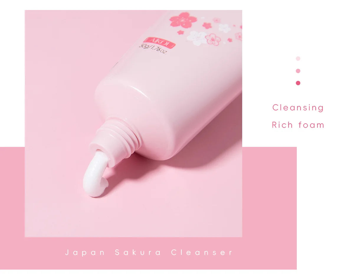 Sakura Cleanser Rich Foam Deep Clean Remove Grease Improve Oily Face Wash Cream Gentle Moisturizing Remove Blackhead CleanserSak - Daisan Mart