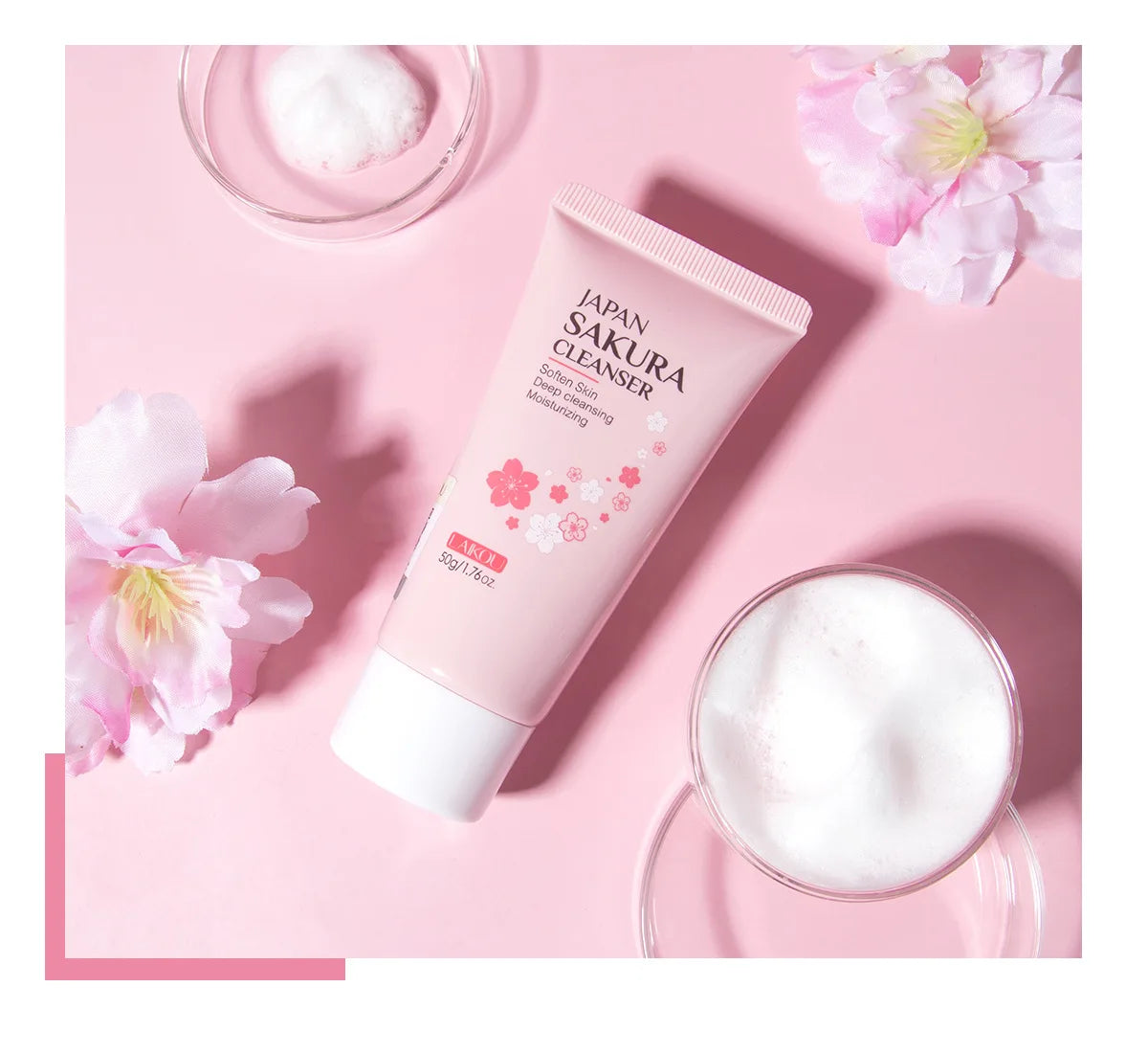 Sakura Cleanser Rich Foam Deep Clean Remove Grease Improve Oily Face Wash Cream Gentle Moisturizing Remove Blackhead CleanserSak - Daisan Mart