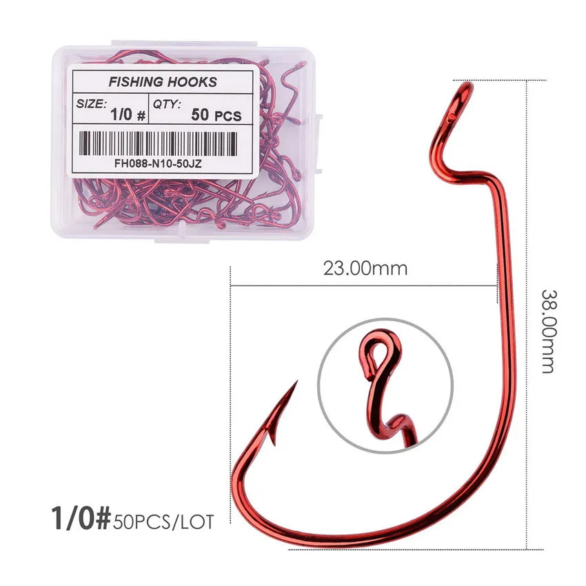Móc Câu Nghiêng Jig Đầu Rộng 50pcs - Cá Chép Mềm - Daisan Mart