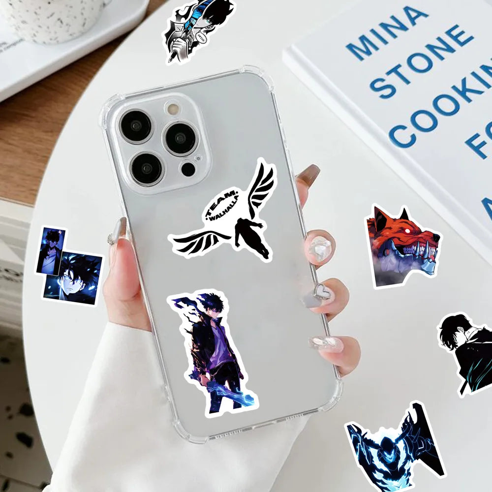 50張 Solo Leveling 動漫塗鴉貼紙，可用於筆記型電腦、手機、吉他、汽車、自行車、滑板等裝飾，卡通貼紙