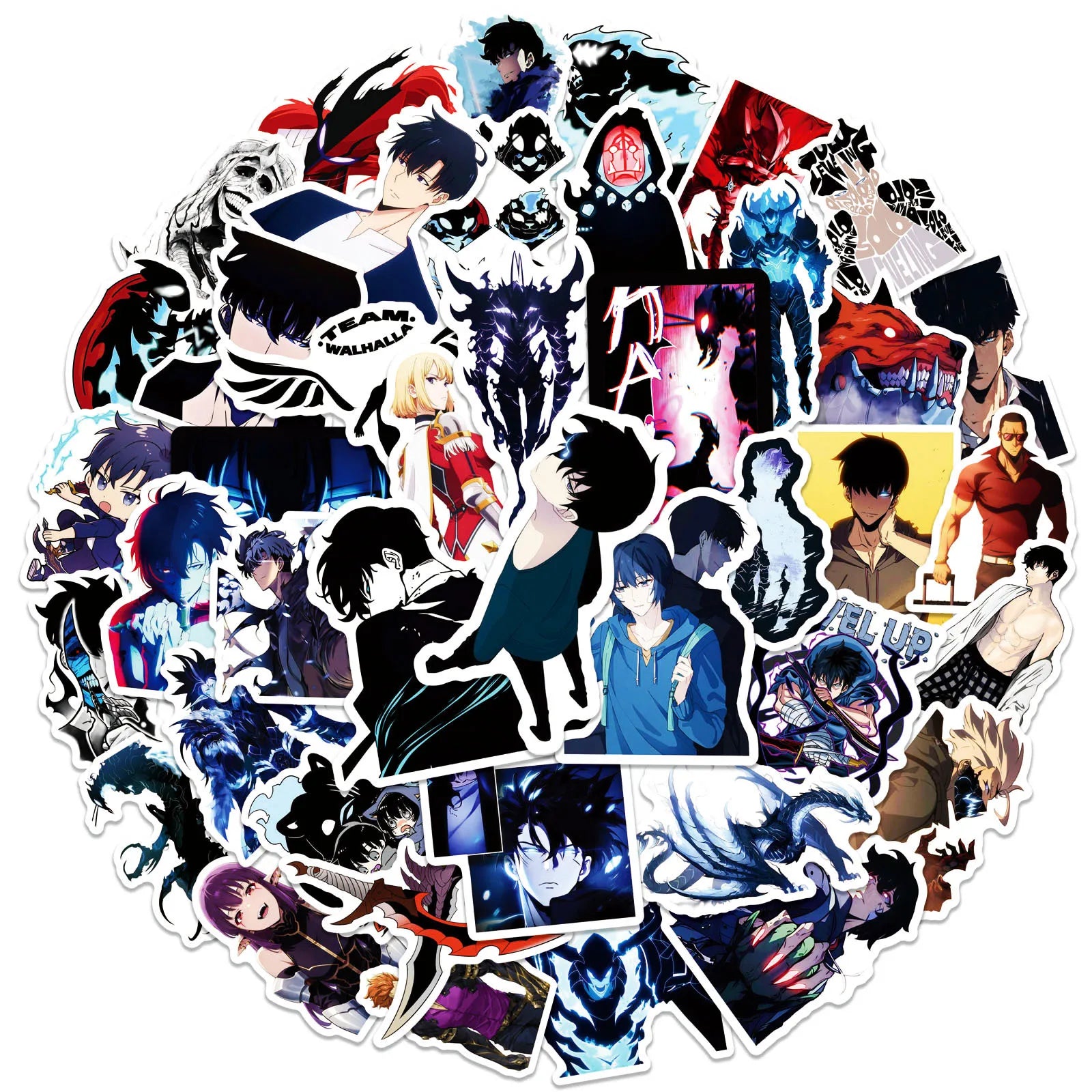 50Pcs Solo Leveling Stickers Animation Graffiti Sticker Laptop Phone Guitar Car Bike Skateboard Decoration Cartoon Decals