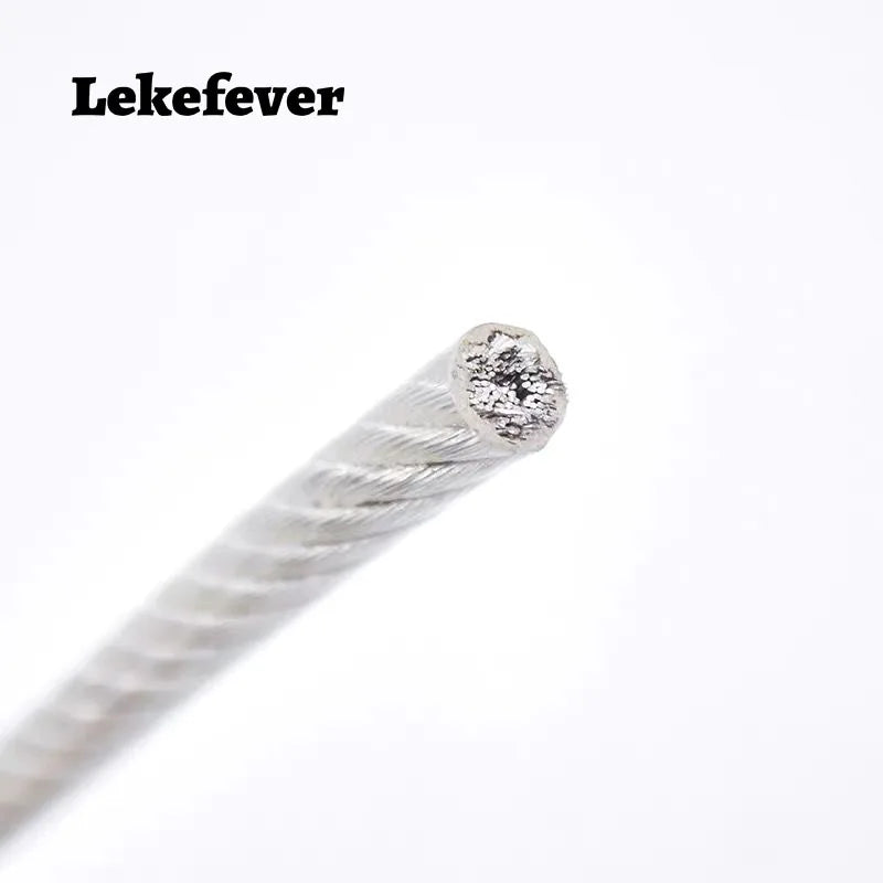 5/10米鋼絲繩，PVC塗層，柔性透明電纜，適用於照明、窗簾、懸掛等用途，規格1/2/3/4/5/6毫米