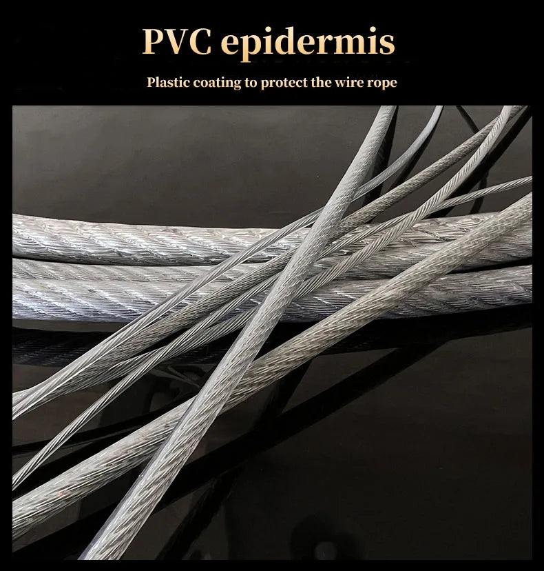 5/10 Meter Steel wire rope with PVC Coated Flexible Soft Transparent Cable Lighting Curtain Cord Suspension ropes 1/2/3/4/5/6mm