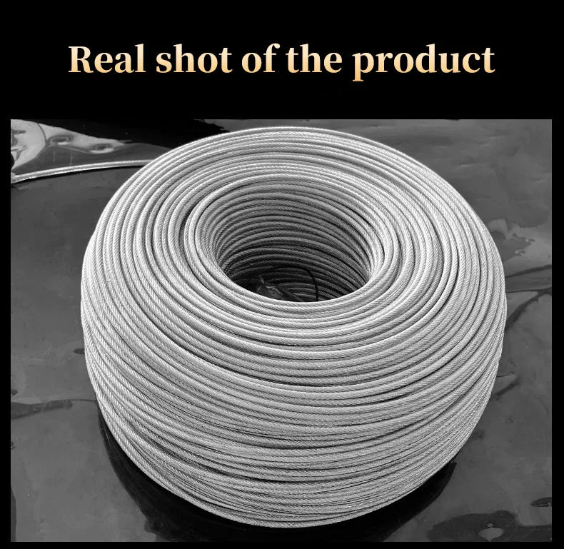 5/10 Meter Steel wire rope with PVC Coated Flexible Soft Transparent Cable Lighting Curtain Cord Suspension ropes 1/2/3/4/5/6mm