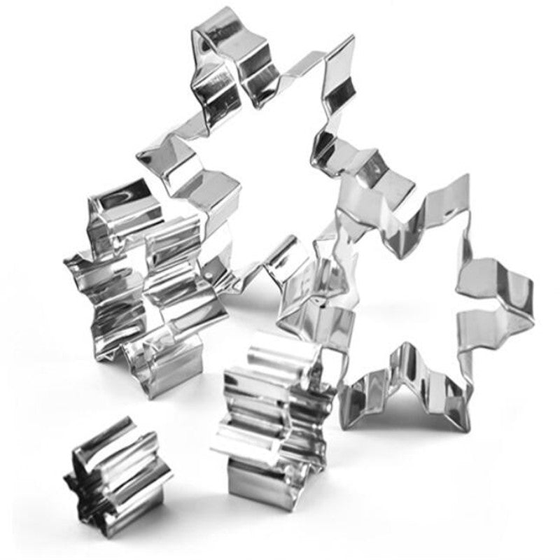 5pcs Snowflake Cookie Molds DIY Baking Stainless Steel Cake Ice Snowflake Handmade Cookie Molds