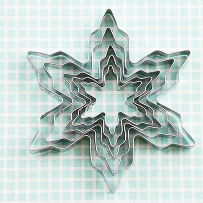 5pcs Snowflake Cookie Molds DIY Baking Stainless Steel Cake Ice Snowflake Handmade Cookie Molds