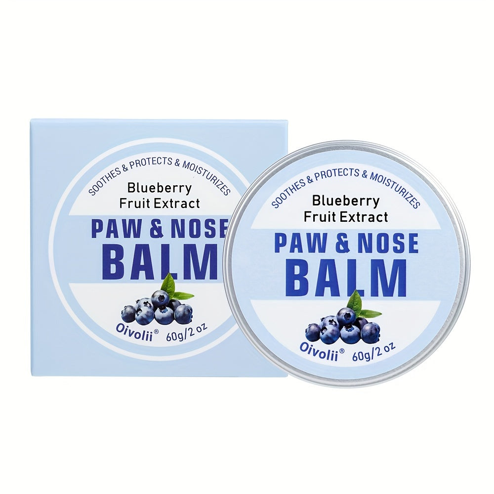 Natural Dog Paw Balm With Blueberry - Protects Paws From Hot Pavement, Wax For Dry Paws & Nose, Canine Paw Moisturizer For Cracked Paws, Cream Butter With Blueberry Scent For Cats & Dogs, Paw Protectors (2 OZ)
