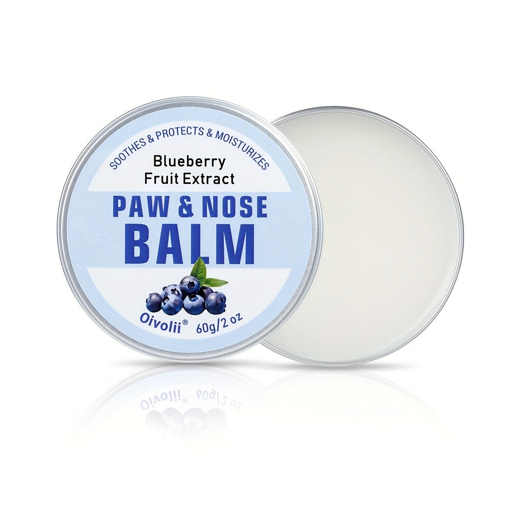 Natural Dog Paw Balm With Blueberry - Protects Paws From Hot Pavement, Wax For Dry Paws & Nose, Canine Paw Moisturizer For Cracked Paws, Cream Butter With Blueberry Scent For Cats & Dogs, Paw Protectors (2 OZ)