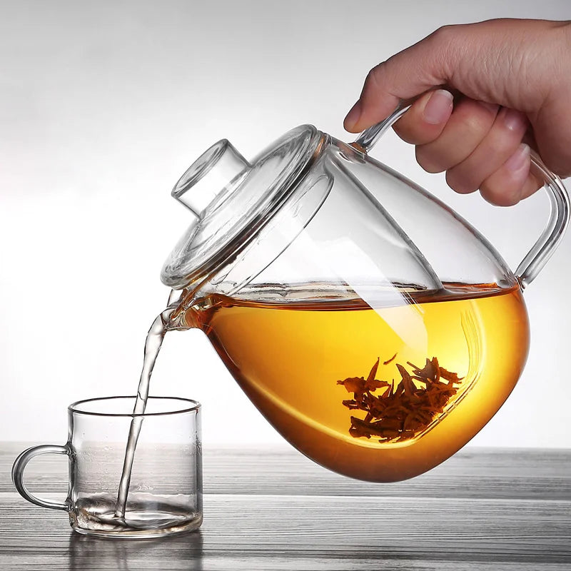 450毫升/650毫升企鵝造型玻璃茶壺帶濾網，中國茶道透明茶具套裝，功夫茶壺