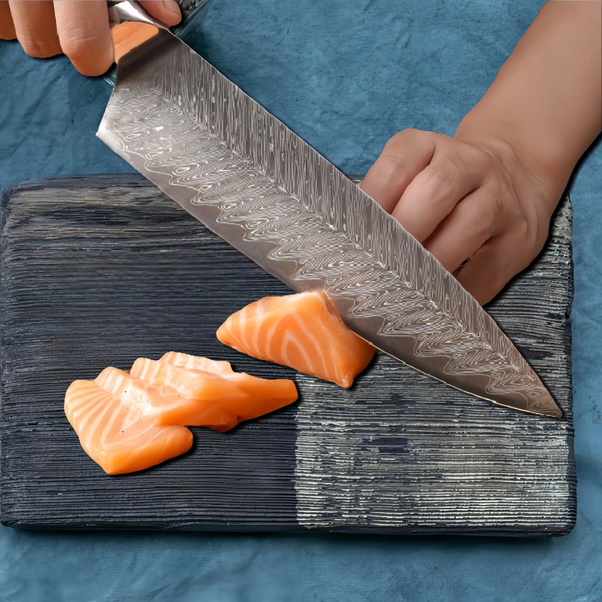 Dao Bếp Damascus AUS-10 67 Lớp - Sắc Bén Cắt Thịt - Daisan Mart