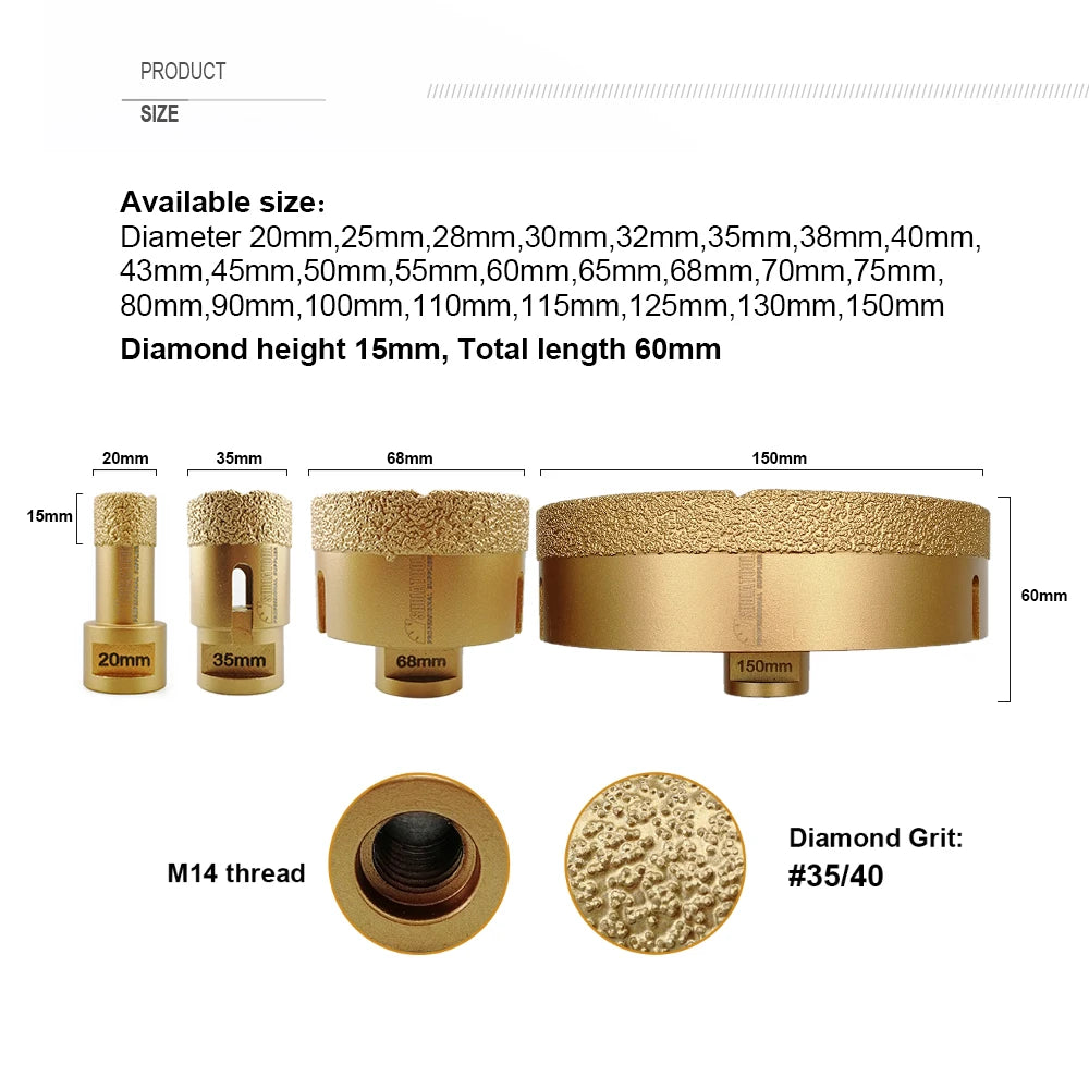 Mũi Khoan Kim Cương SHDIATOOL M14 Đa Năng 6-115mm - Daisan Mart