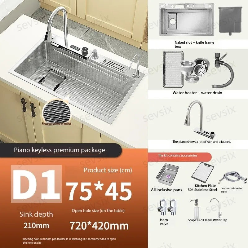 Chậu rửa bếp thông minh hiện đại chống xước bạc - Daisan Mart