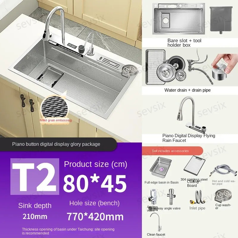 Chậu rửa bếp thông minh hiện đại chống xước bạc - Daisan Mart