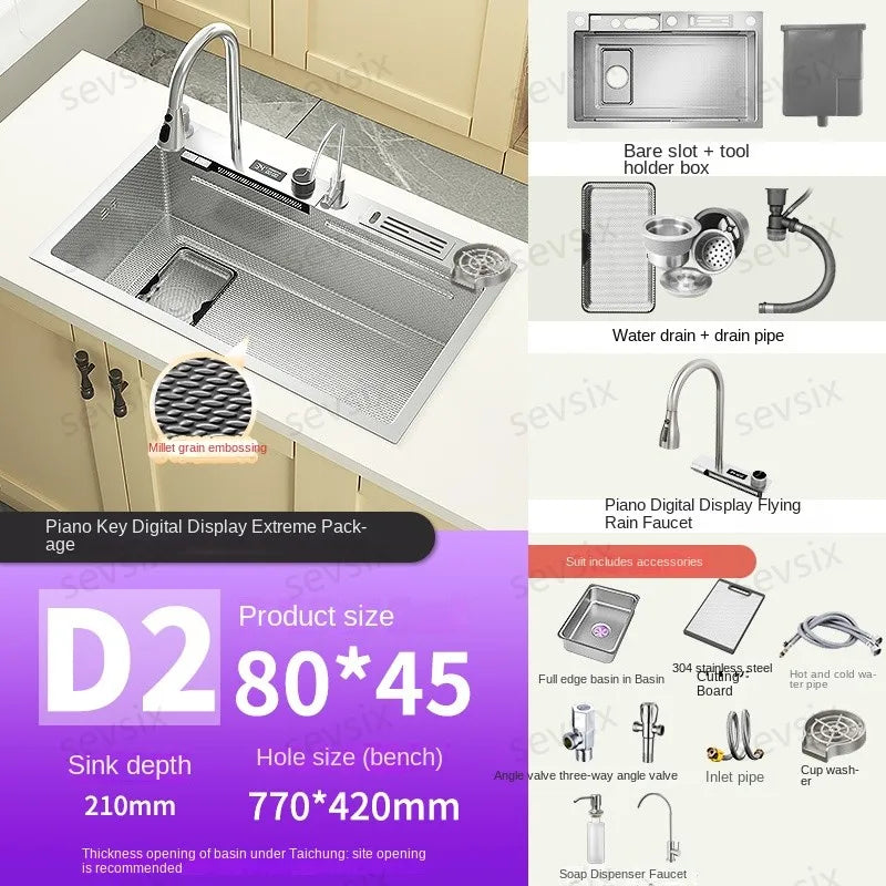 Chậu rửa bếp thông minh hiện đại chống xước bạc - Daisan Mart