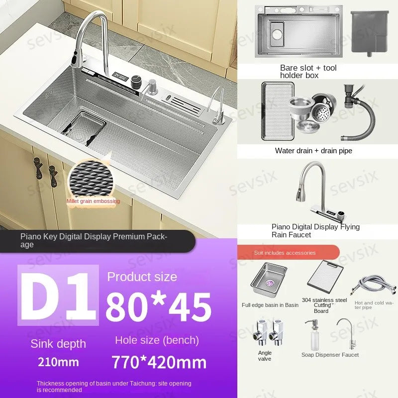 Chậu rửa bếp thông minh hiện đại chống xước bạc - Daisan Mart