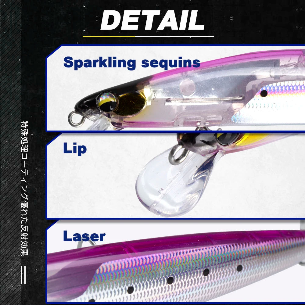D1 Multi Piece Set Floating Minnow Fishing Lure 120mm/145mm Flash Flake Assassin Floating Hard Bait For Pike Bass Tackle - Daisan Mart