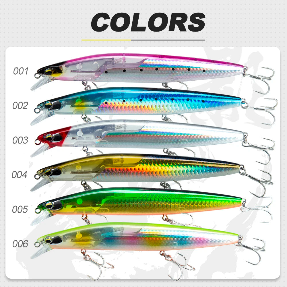 D1 Multi Piece Set Floating Minnow Fishing Lure 120mm/145mm Flash Flake Assassin Floating Hard Bait For Pike Bass Tackle - Daisan Mart