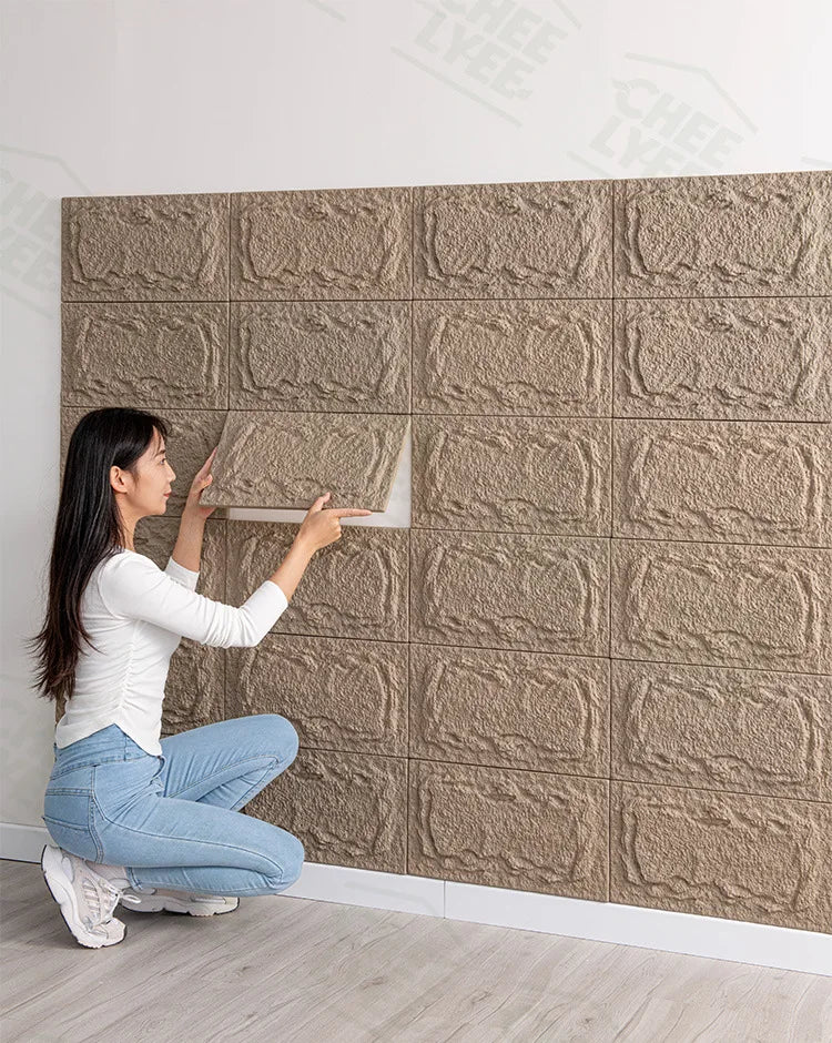 Tấm ốp tường đá 3D PU chống trượt ngoài trời 25x45 - Daisan Mart