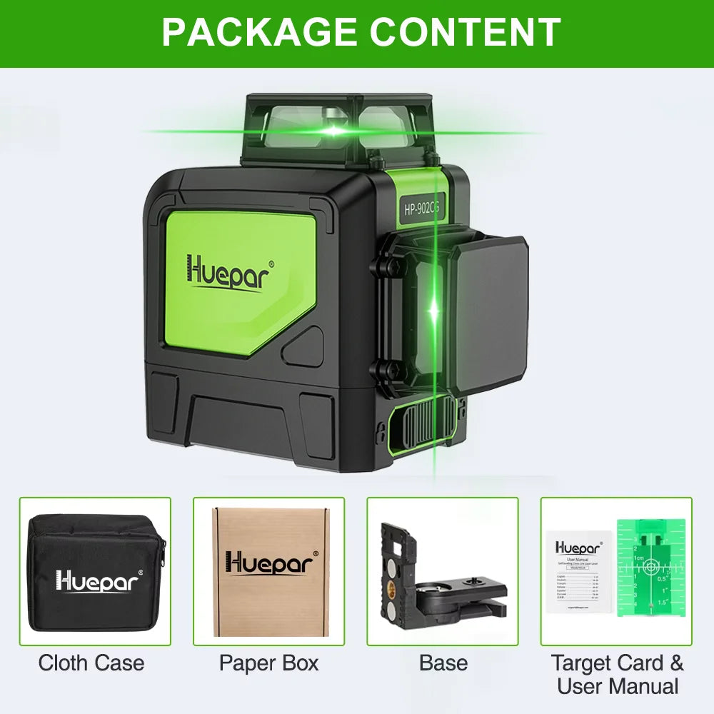 Máy Cân Mực Laser Xanh 2x360° Huepar 902CG Chính Xác - Daisan Mart