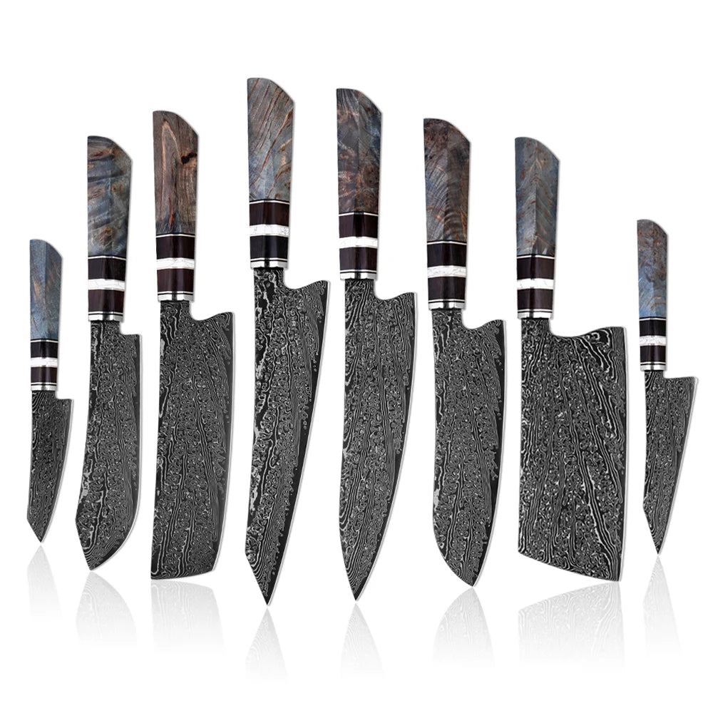 XITUO Damascus Kitchen Knife Set,1-8Piece Professional Knife Sets for Chefs,Japanese Damascus Super Steel Chef Cooking Knife - Daisan Mart