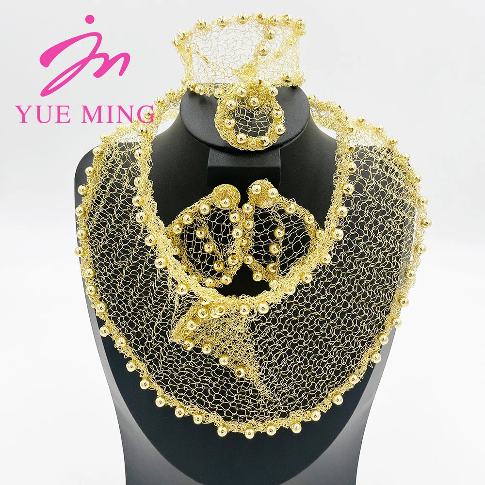Bộ Trang Sức Vàng Dubai Kiểu Dáng Hình Học Sang Trọng - Daisan Mart