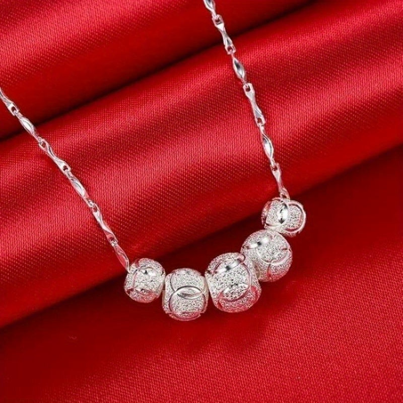 925 Silver Necklace Lucky Beads Elegant Allergy