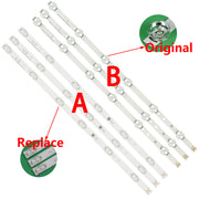 Dải đèn LED trắng với ký hiệu A và B, chú thích "Original" và "Replace" màu đỏ.