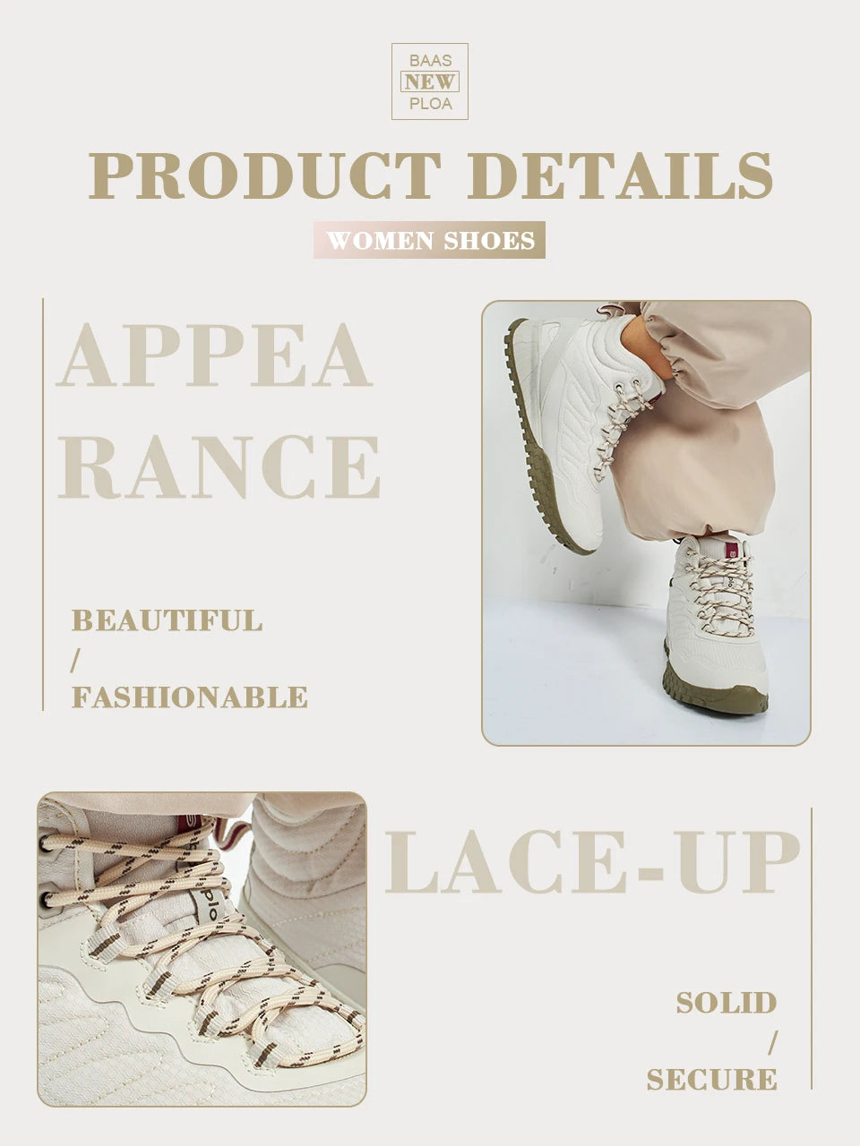 Giày Boot Nữ Baasploa Lót Lông Ấm Chống Trượt, Chống Nước