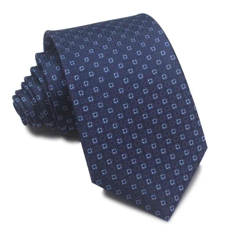 男士藍色條紋真絲領帶 - 最新款