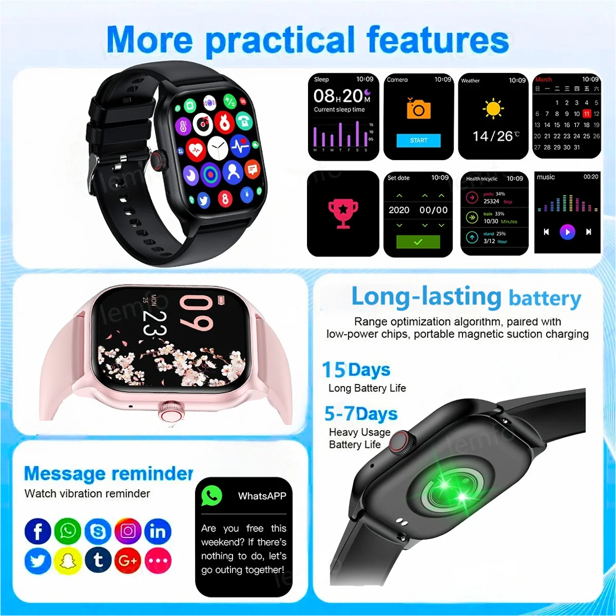 Multi-function waterproof sports smart watch