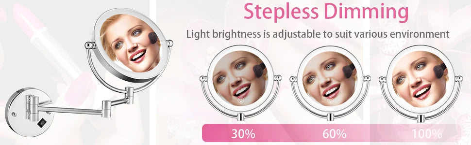 Gương Trang Điểm Gập Đèn LED Mạ Vàng Cao Cấp - Daisan Mart