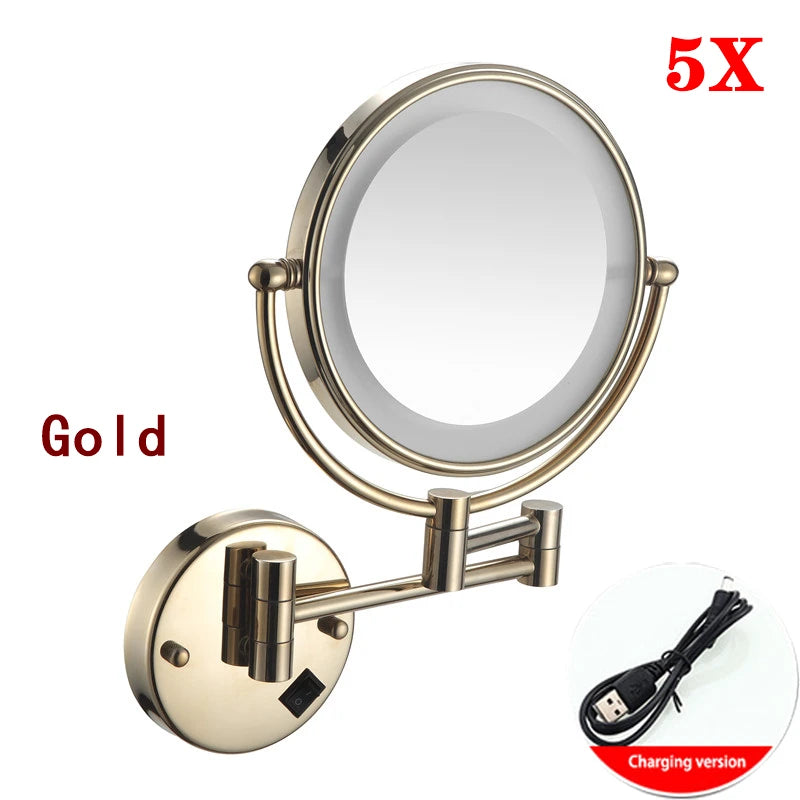 Gương Trang Điểm Gập Đèn LED Mạ Vàng Cao Cấp - Daisan Mart